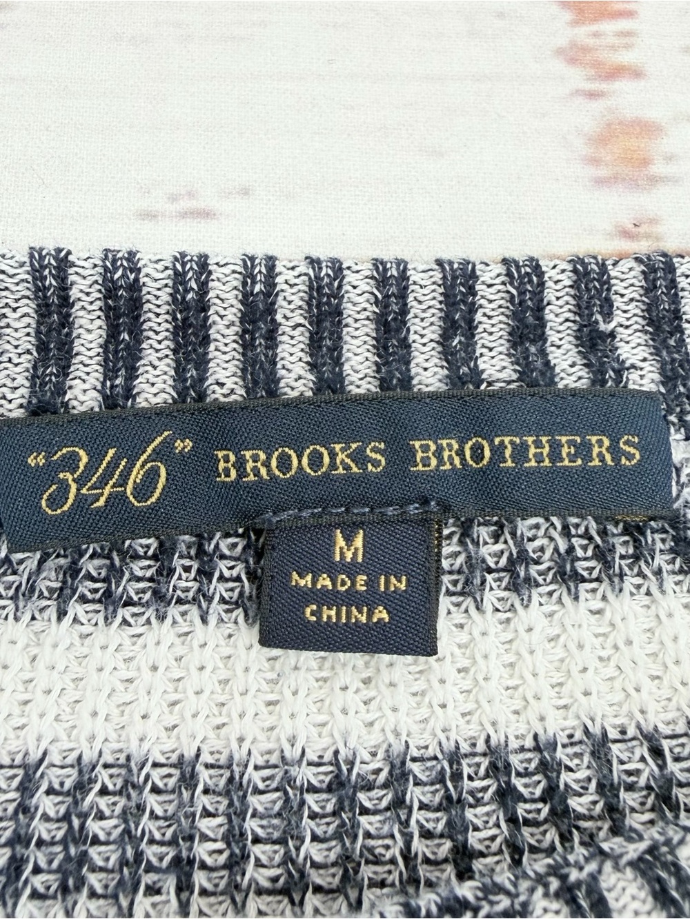 Brooks Brother 346 Women’s Medium Navy Blue White Striped Boatneck Sweater - Picture 7 of 10